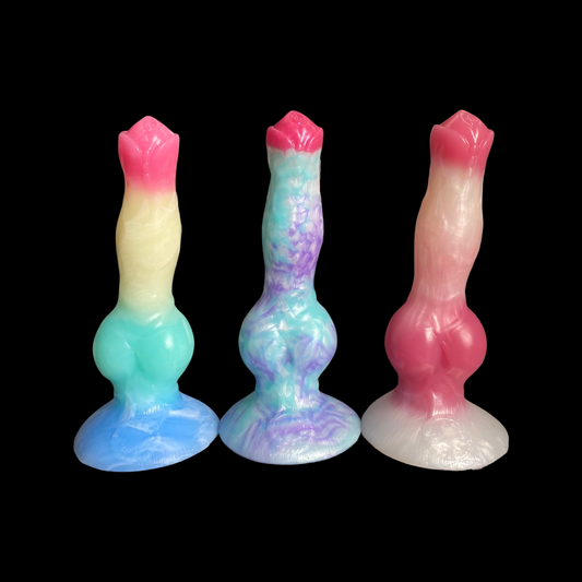 Rainbow, Blue, Red Knot Dildos