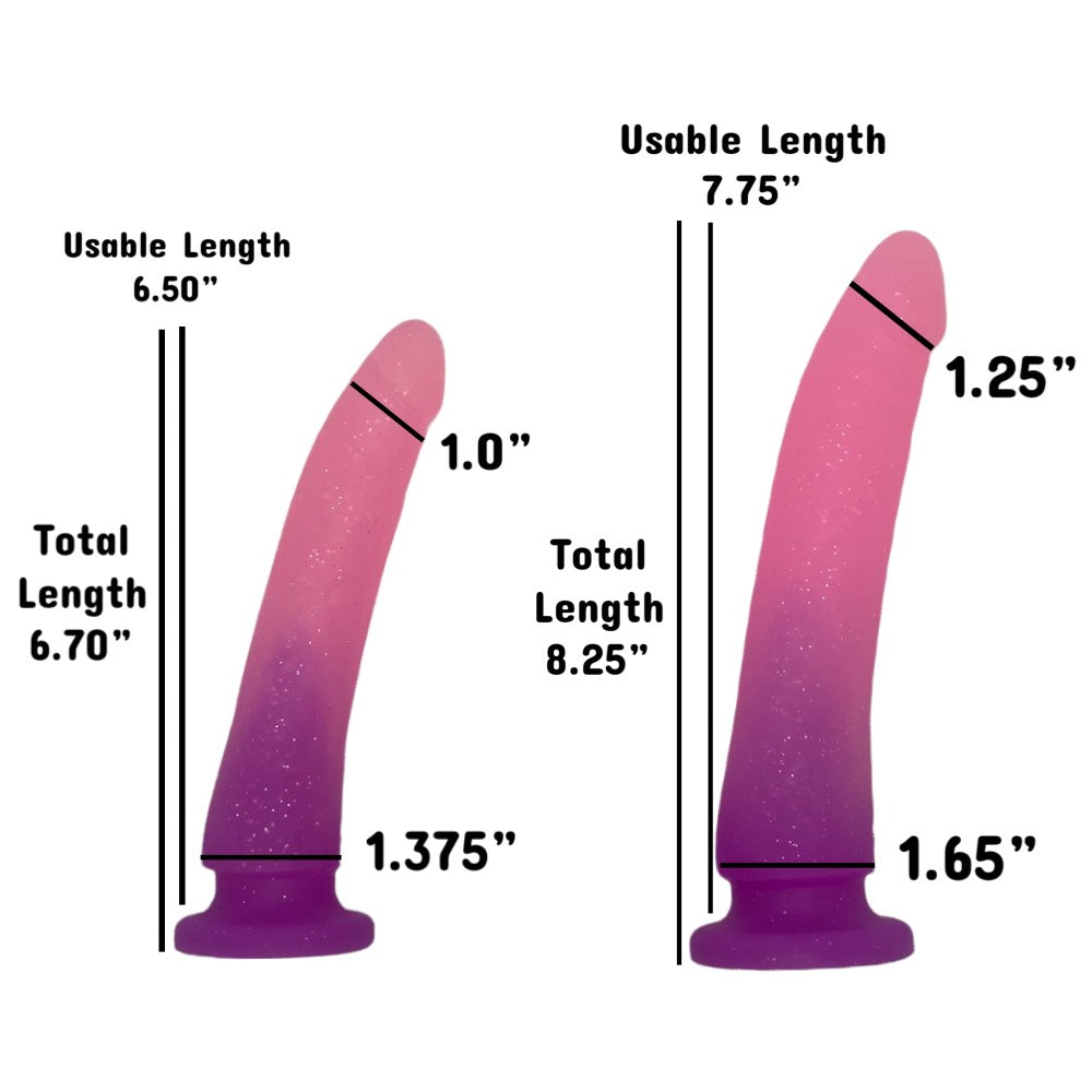 pink glitter starter silicone dildos dimensions