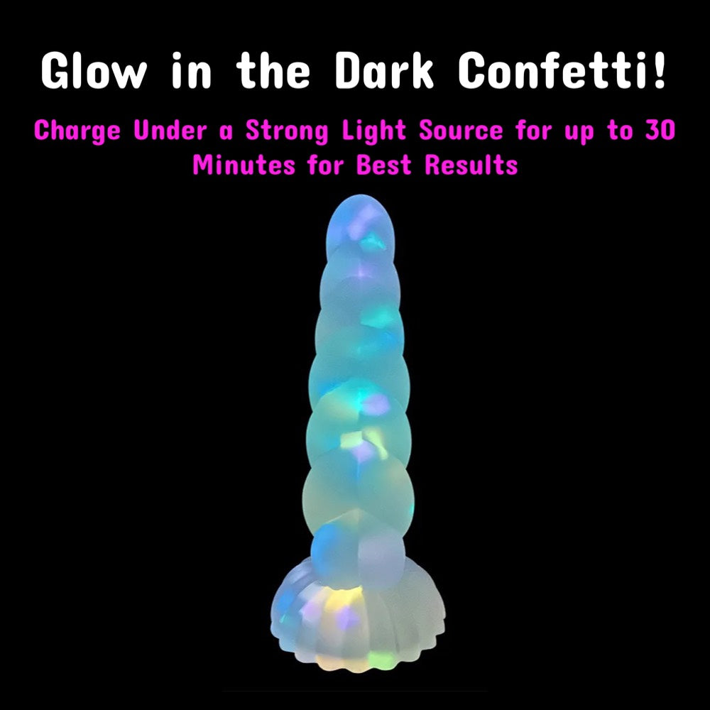 glow in the dark confetti fantasy silicone dildo