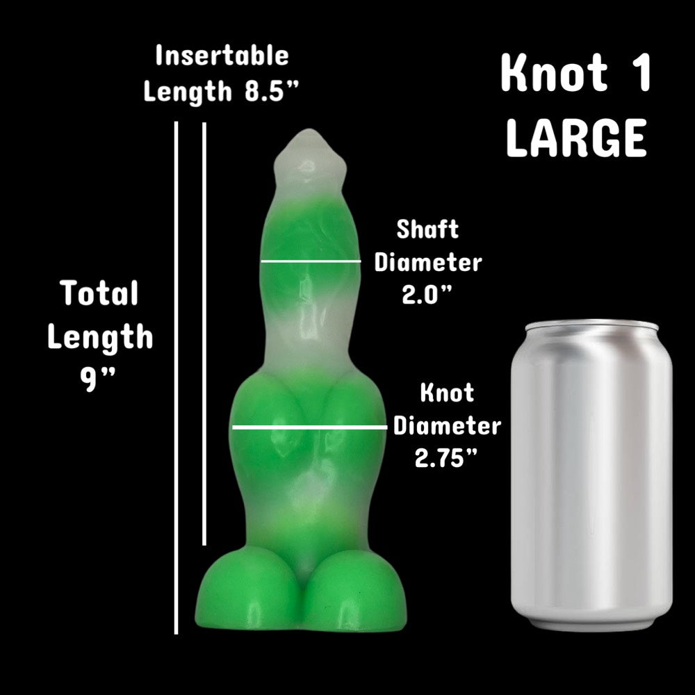 green glow in the dark large realistic dog knot dildo