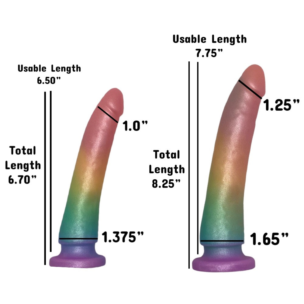 rainbow slim starter silicone dildo sizes