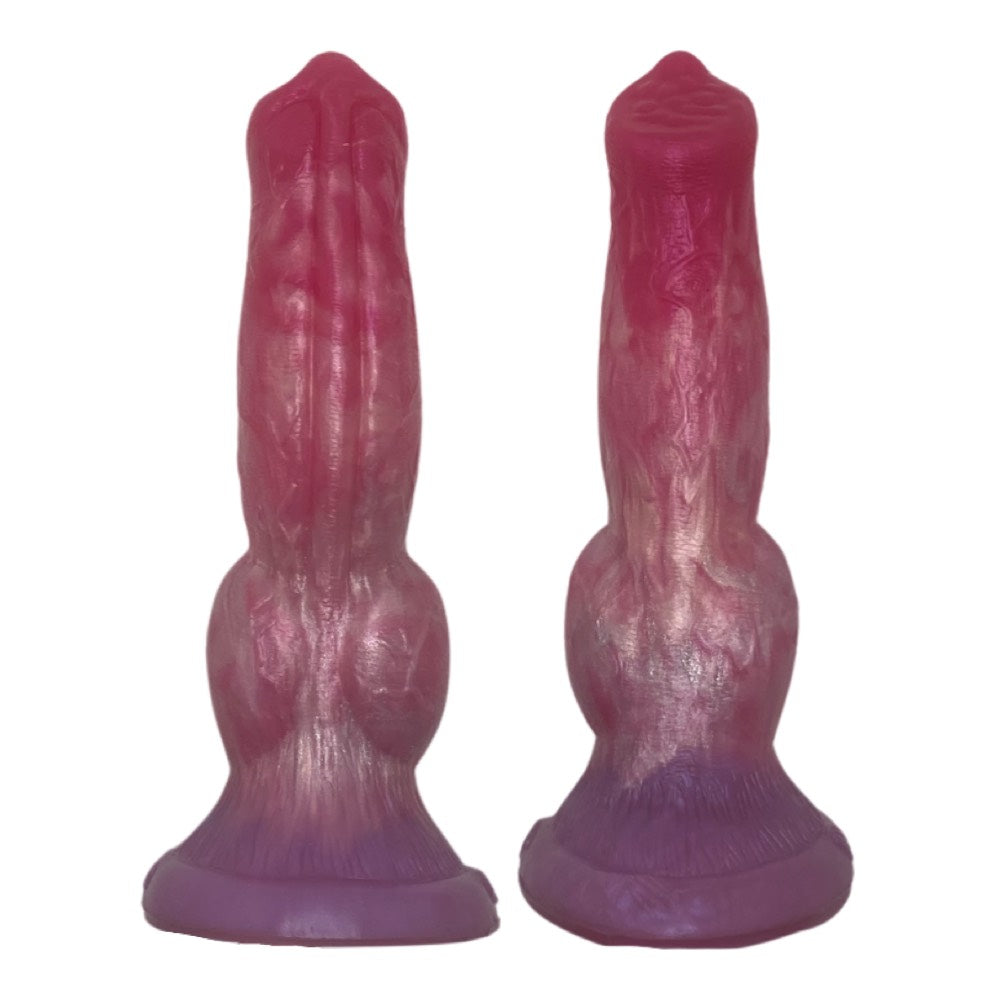 pink and purple canine knot dildo